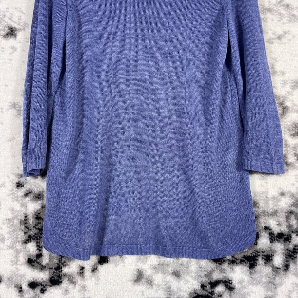 J‎ Jill Top Womens Size PS Blue Linen Viscose Knit Long Sleeve Comfort Casual - Picture 4 of 13